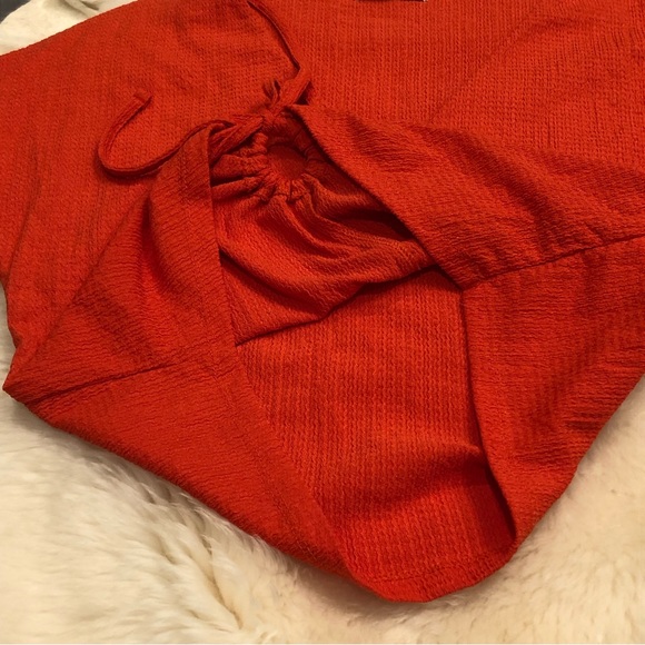 ZARA Bohemian Popping Red Top - Picture 6 of 8
